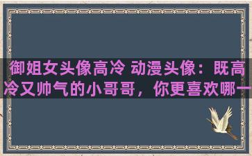 御姐女头像高冷 动漫头像：既高冷又帅气的小哥哥，你更喜欢哪一个